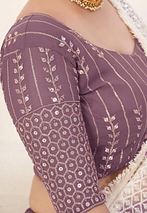 Embroidered Georgette Lehenga in Light Purple