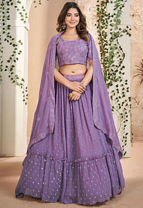 Shop Purple Velvet Sequins Embroidery Mirror Work Umbrella Lehenga Party  Wear Online at Best Price | Cbazaar