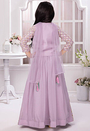 Embroidered Georgette Lehenga in Light Purple