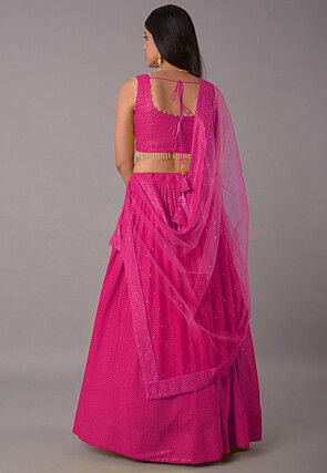 Embroidered Georgette Lehenga in Magenta