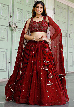Maroon Heavy Embroidered Bridal Lehenga Choli Most Loved Styles 1822LG08