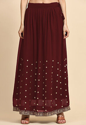 Embroidered Georgette Lehenga in Maroon