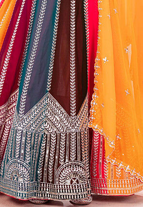 Embroidered Georgette Lehenga in Multicolor