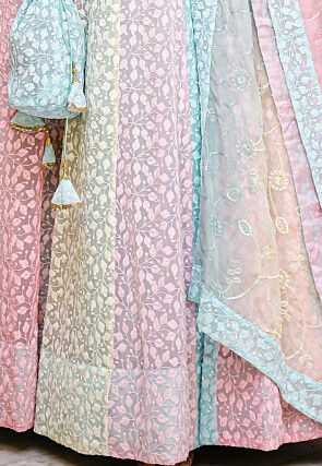 Embroidered Georgette Lehenga in Multicolor