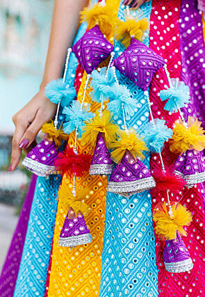 Embroidered Georgette Lehenga in Multicolor