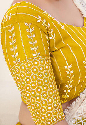 Embroidered Georgette Lehenga in Mustard