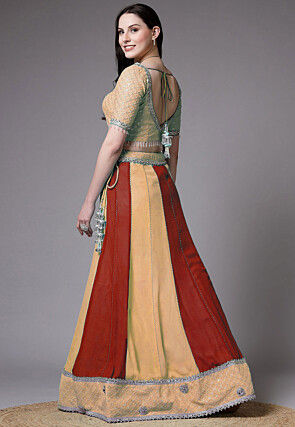 Embroidered Georgette Lehenga in Mustard
