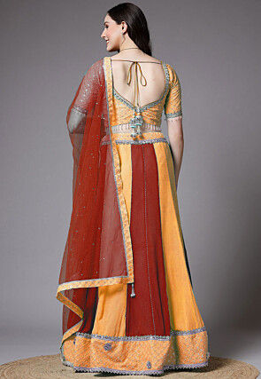 Embroidered Georgette Lehenga in Mustard