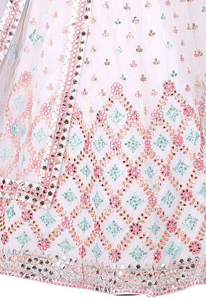 Embroidered Georgette Lehenga in Off White