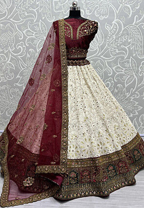 Buy Maroon Bridal Lehenga For Women Online