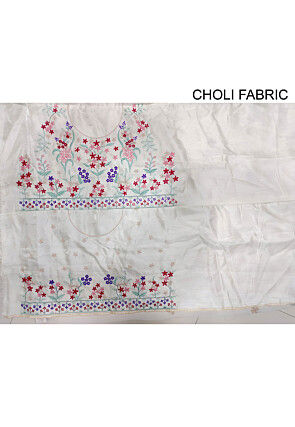 Embroidered Georgette Lehenga in Off White