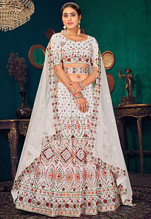 Shop Bridesmaid Lehenga - Off White Embroidery Designer Wedding Lehenga  Choli At Hatkay