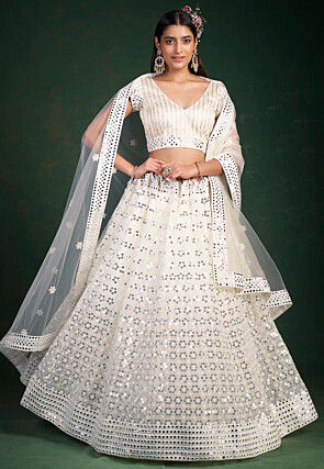 Beautiful white lehenga with a full sleeved blouse | WedMeGood|#wedmegood  #indianweddings #lehenga #whitelehenga #pastel #br… | Bridal lehenga,  Indian bridal, Bride