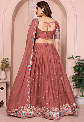 Embroidered Georgette Lehenga in Old Rose
