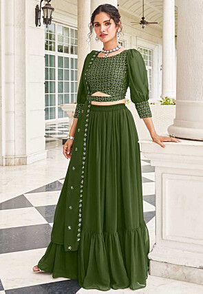 Green Mehndi Dress For Bride - Evilato Online Shopping