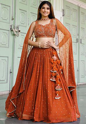 Popular Orange Wedding Lehenga Choli, Orange Wedding Lehengas and Orange  Wedding Ghagra and Chaniya Choli Online Shopping