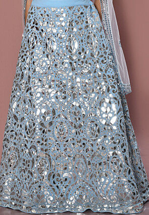 Embroidered Georgette Lehenga in Pastel Blue