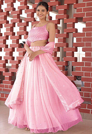 Fuchsia pink lehenga and cape set | Pink lehenga, Lehenga designs, Wedding lehenga  designs