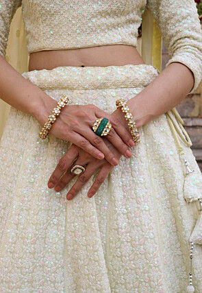 Embroidered Georgette Lehenga in Pastel Yellow