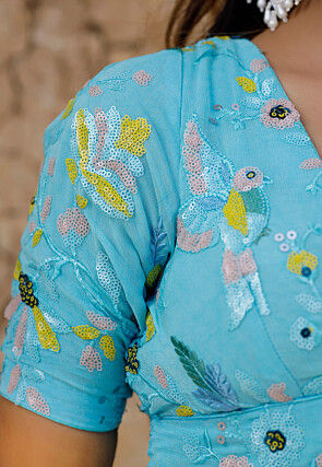 Embroidered Georgette Lehenga in Peach