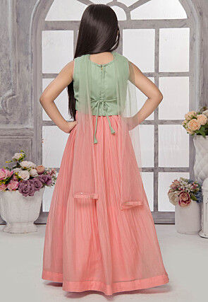 Embroidered Georgette Lehenga in Peach