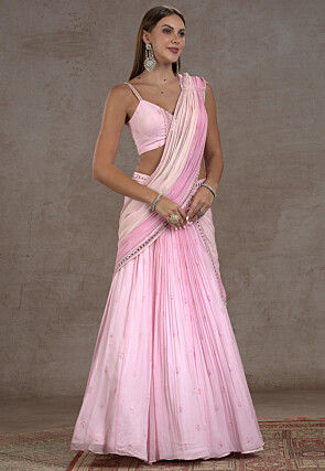 Embroidered Georgette Lehenga in Pink