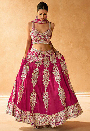 Embroidered Georgette Lehenga in Pink
