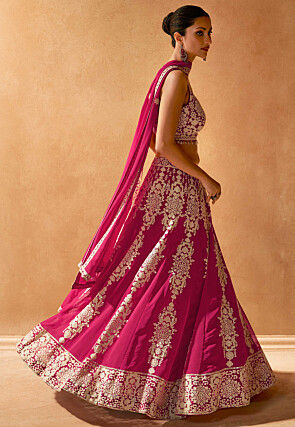 Embroidered Georgette Lehenga in Pink