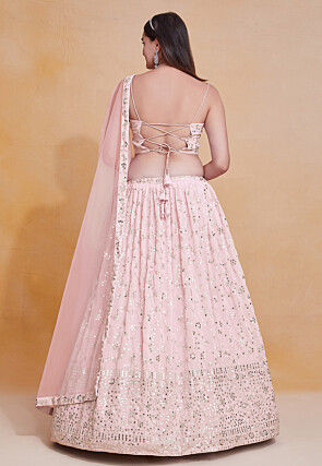 Embroidered Georgette Lehenga in Pink