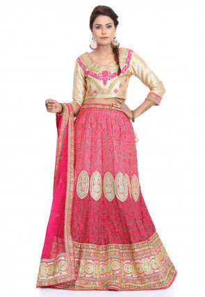 Embroidered Georgette Lehenga in Pink