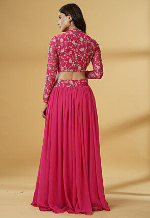 Embroidered Georgette Lehenga in Pink