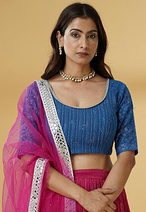 Embroidered Georgette Lehenga in Pink