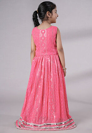 Embroidered Georgette Lehenga in Pink