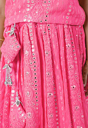 Embroidered Georgette Lehenga in Pink
