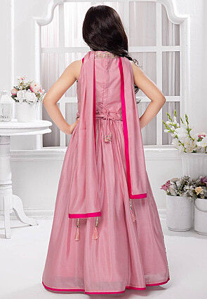 Embroidered Georgette Lehenga in Pink