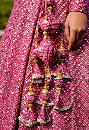 Embroidered Georgette Lehenga in Pink