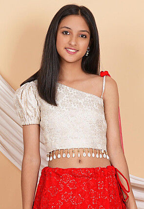 Embroidered Georgette Lehenga in Red