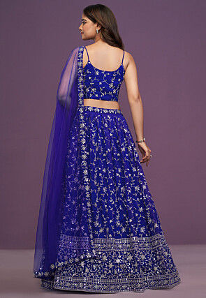Embroidered Georgette Lehenga in Royal Blue