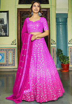 Pink Embroidered Resham work Lehenga Choli Online |Pink Lehenga Choli|  lovelyweddingmall.com
