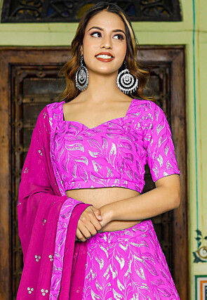 Embroidered Georgette Lehenga in Shaded Pink