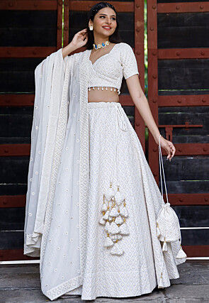 Pakistani Silver Bridal Lehenga in Gown Style for Wedding Wear – Nameera by  Farooq