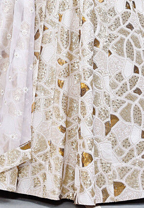 Embroidered Georgette Lehenga in White