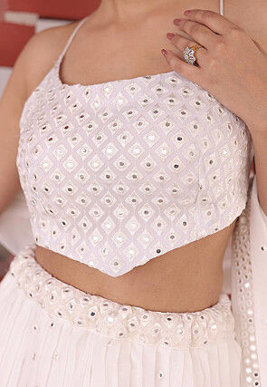 Embroidered Georgette Lehenga in White