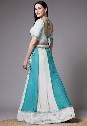 Embroidered Georgette Lehenga in White