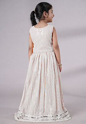 Embroidered Georgette Lehenga in White