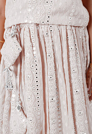 Embroidered Georgette Lehenga in White