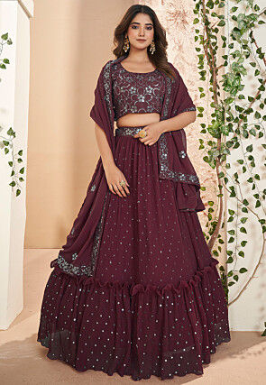 Maroon Color Embroidery Work Bridal Wedding Wear Plus Size Lehenga Choli  -4645156314