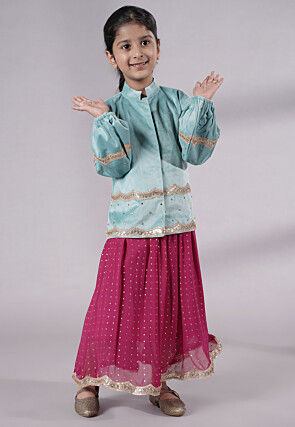 Embroidered Georgette Maxi Dress in Pink