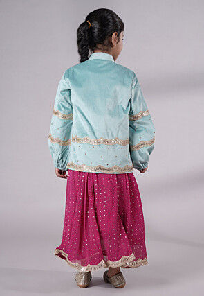 Embroidered Georgette Maxi Dress in Pink