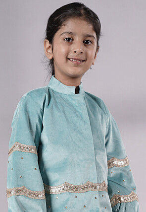 Embroidered Georgette Maxi Dress in Pink